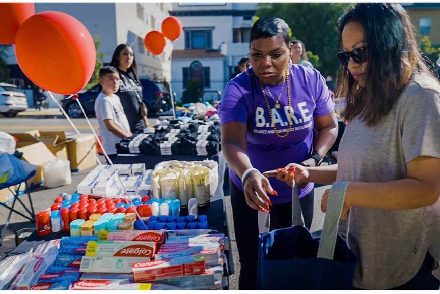 BARE distributing hygiene supplies